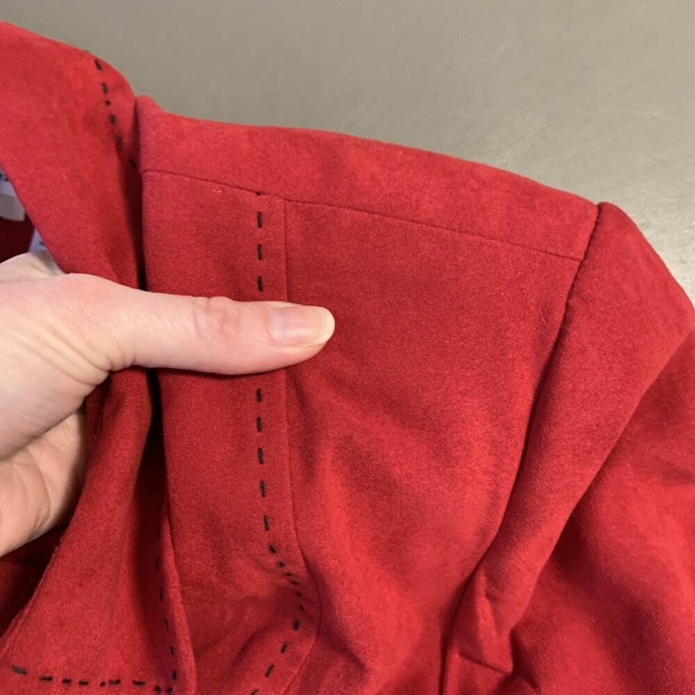 Alfred Dunner Womans 20W Jacket Blazer Faux Suede Red Button Pockets Lined - Picture 8 of 13